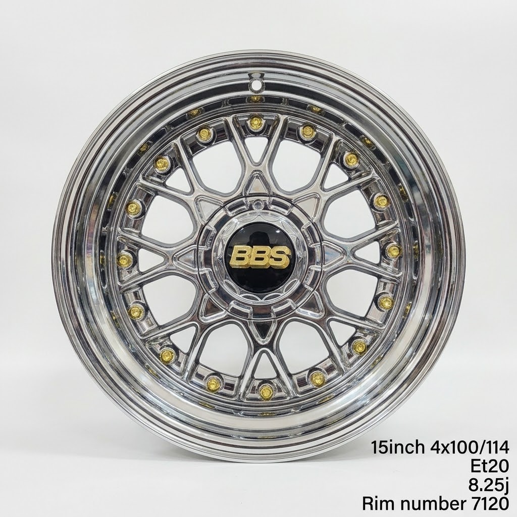 BBS 15" Full Chrome Classic Mesh Alloy Wheel – BBS Style (Model 7120)