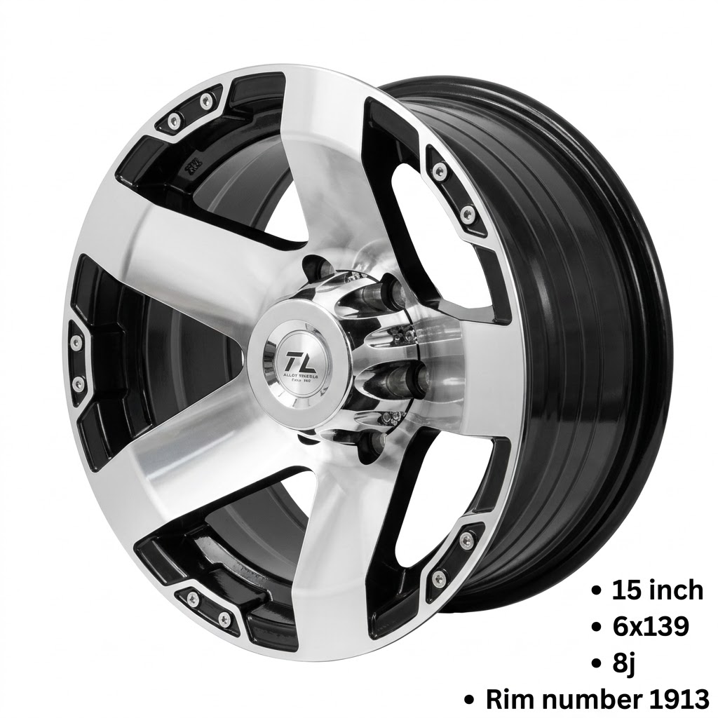 TL Alloy 15" Machined & Gloss Black Off-Road Alloy Wheel – TL Alloy Wheels (Model 1913)