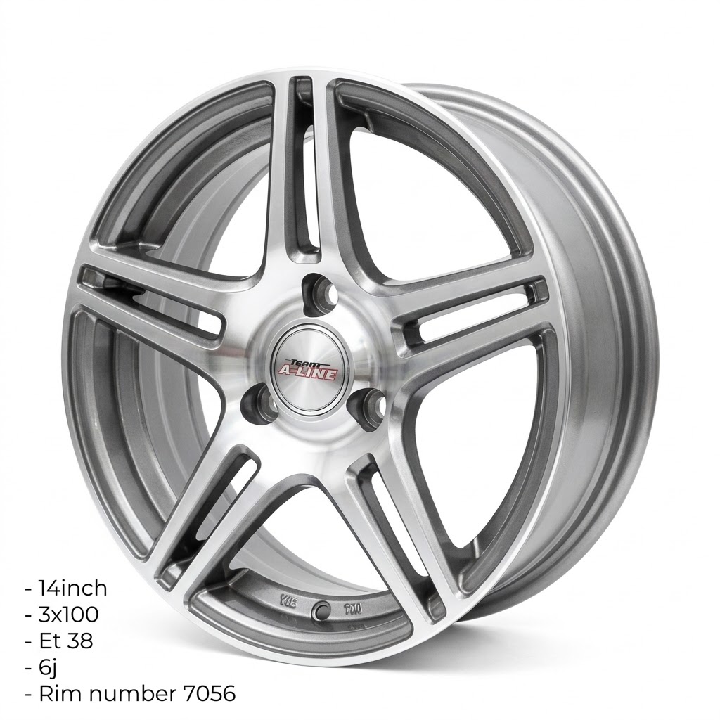 A Line 14" Machined & Hyper Silver Split 5-Spoke Alloy Wheel – Team A-LINE (Model 7056)