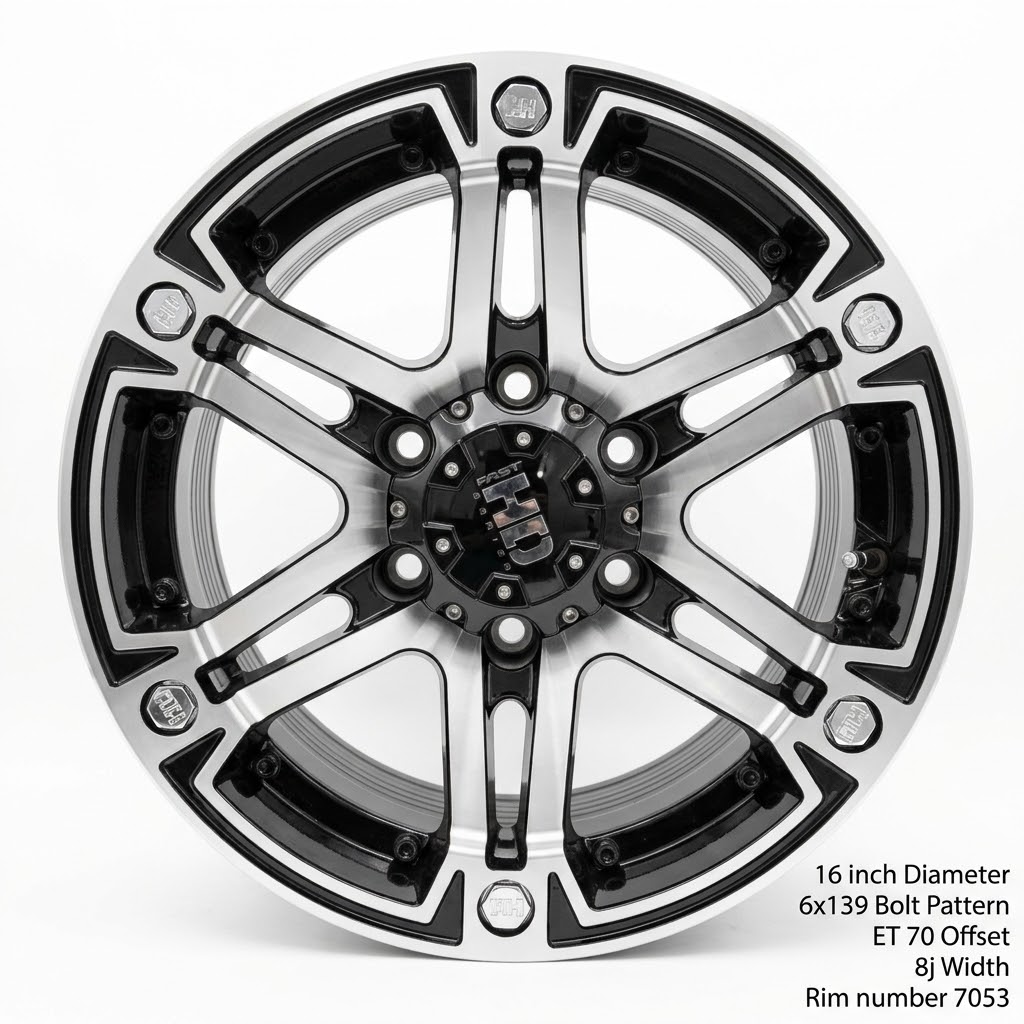 Fast HD 16" Machined & Gloss Black Off-Road Alloy Wheel – Fast HD Series (Model 7053)