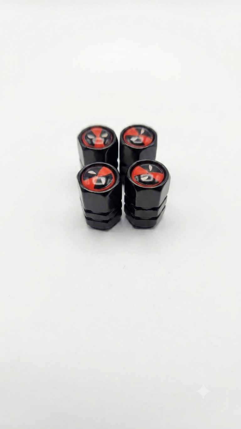 Valve Caps Deadpool Edition Matte Black Hexagon Valve